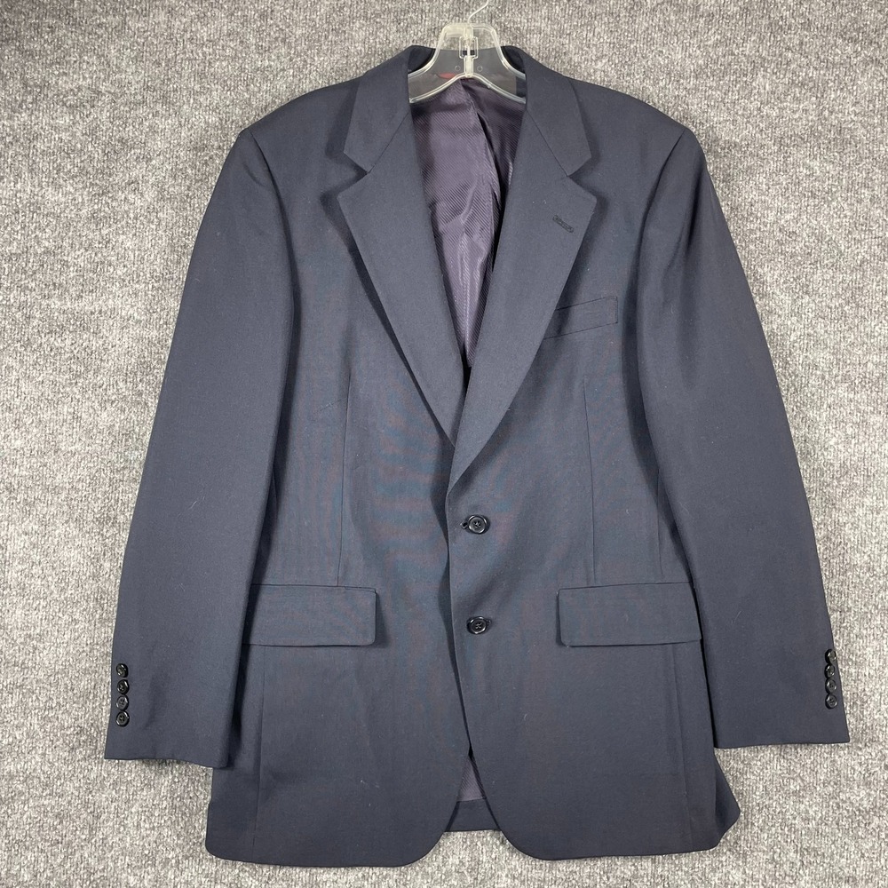 Hart Schaffner Marx Sports Coat Mens 38 Blue Wool Blazer Academia Career Wedding